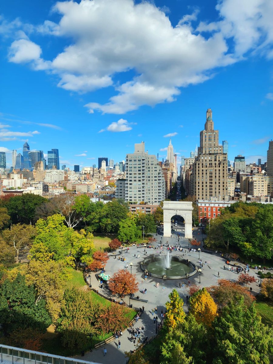 Washington Square Park in the fall, seen from above